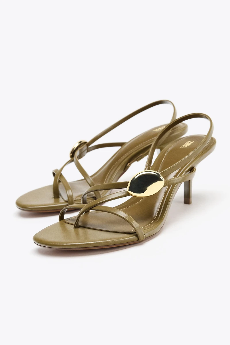 STRAPPY HEELED SANDALS WITH METAL DETAIL
