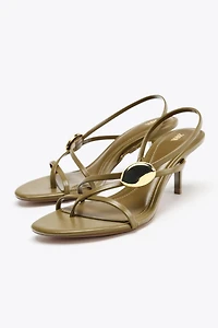 STRAPPY HEELED SANDALS WITH METAL DETAIL