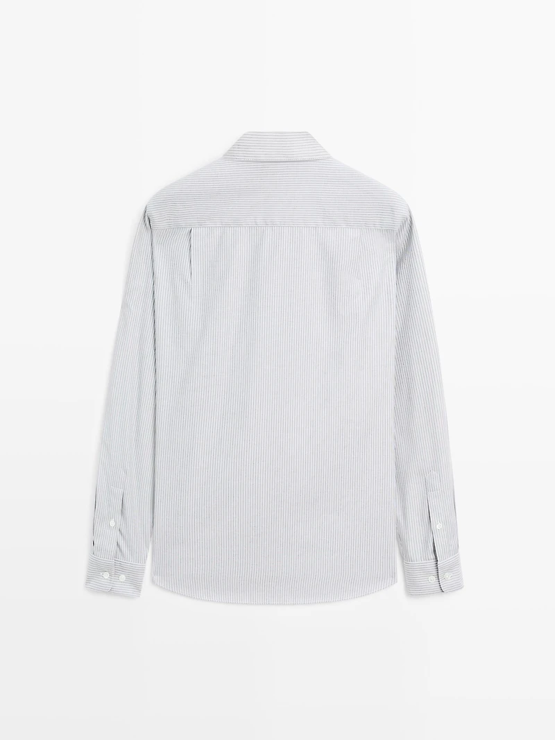 Regular fit melange striped shirt