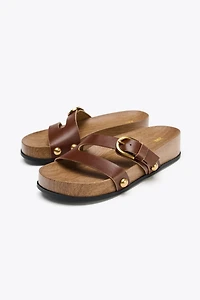LEATHER STRAPPY PLATFORM SANDALS