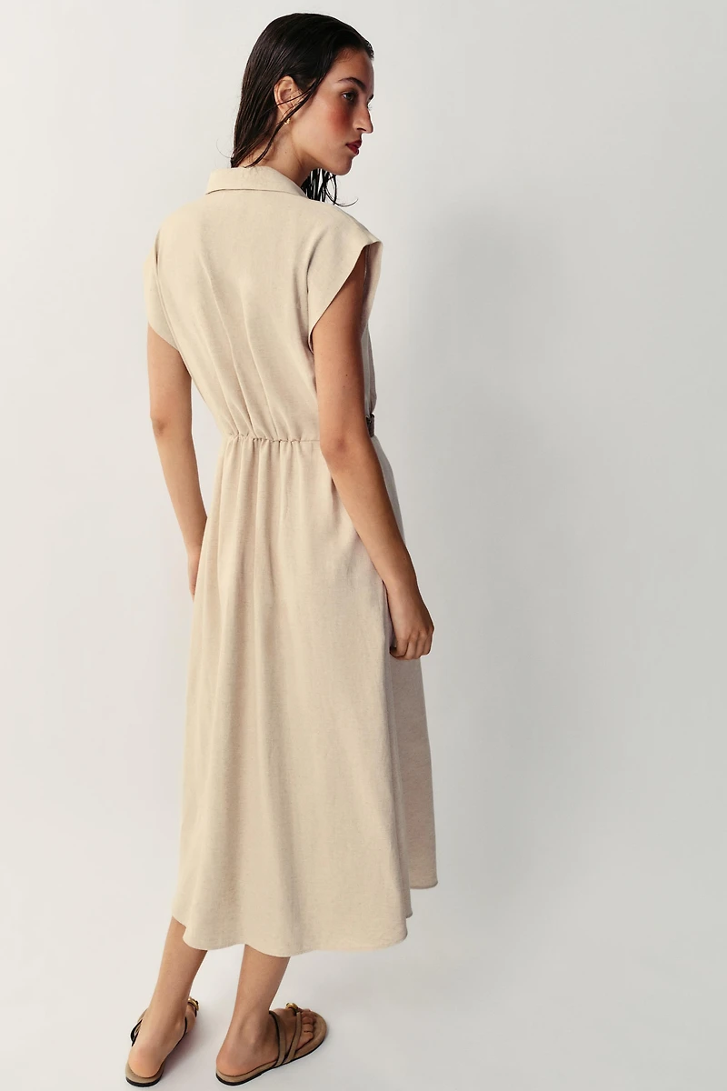 LINEN BLEND SHIRTDRESS
