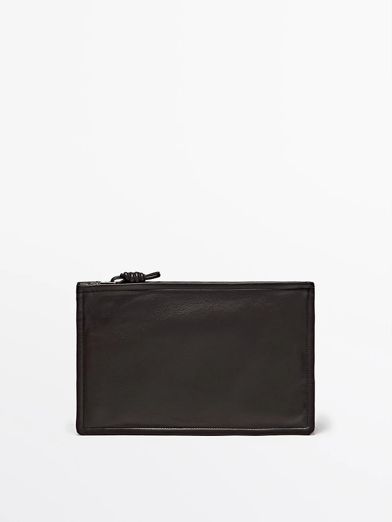 Small nappa leather pouch bag with knot