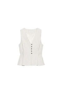 STRIPED PEPLUM VEST