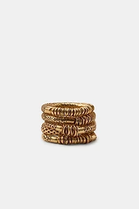 LOT DE 5 BRACELETS ÉLASTIQUES À PIÈCES MÉTALLIQUES