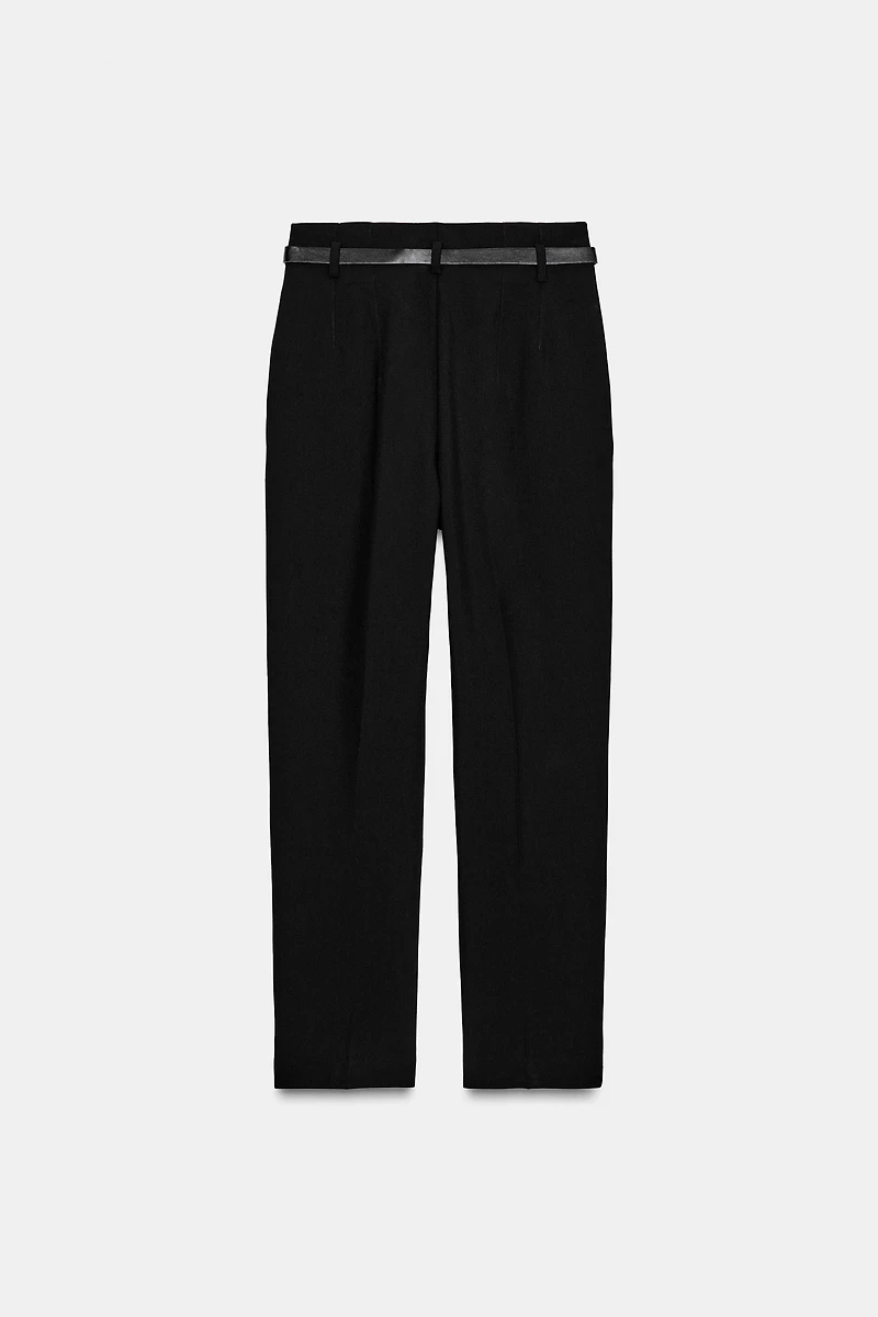 HIGH-WAISTED BELTED PANTS