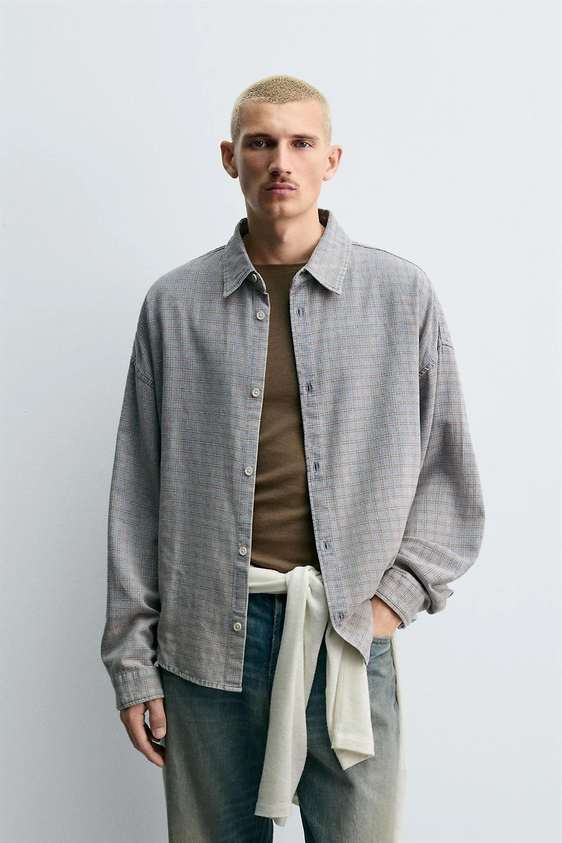 PLAID TEXTURED OVERSHIRT