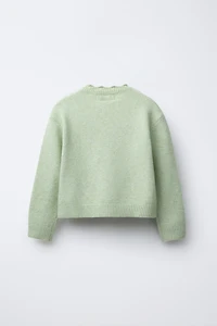 FLORAL CROCHET KNIT SWEATER