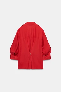 PUFF SLEEVE STRIPED LINEN SHIRT