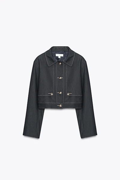 CONTRAST STITCHING SHORT JACKET