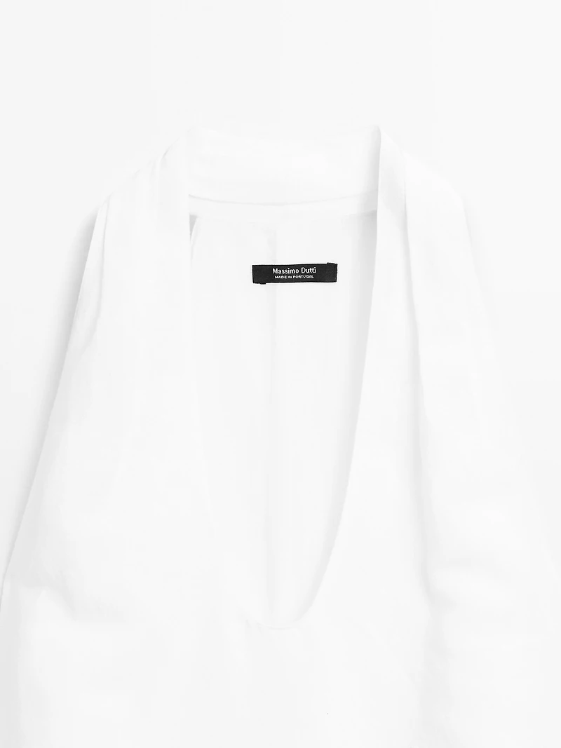 Long flounce V-neck dress