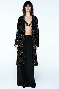 VELVET SEQUIN BEADED COAT