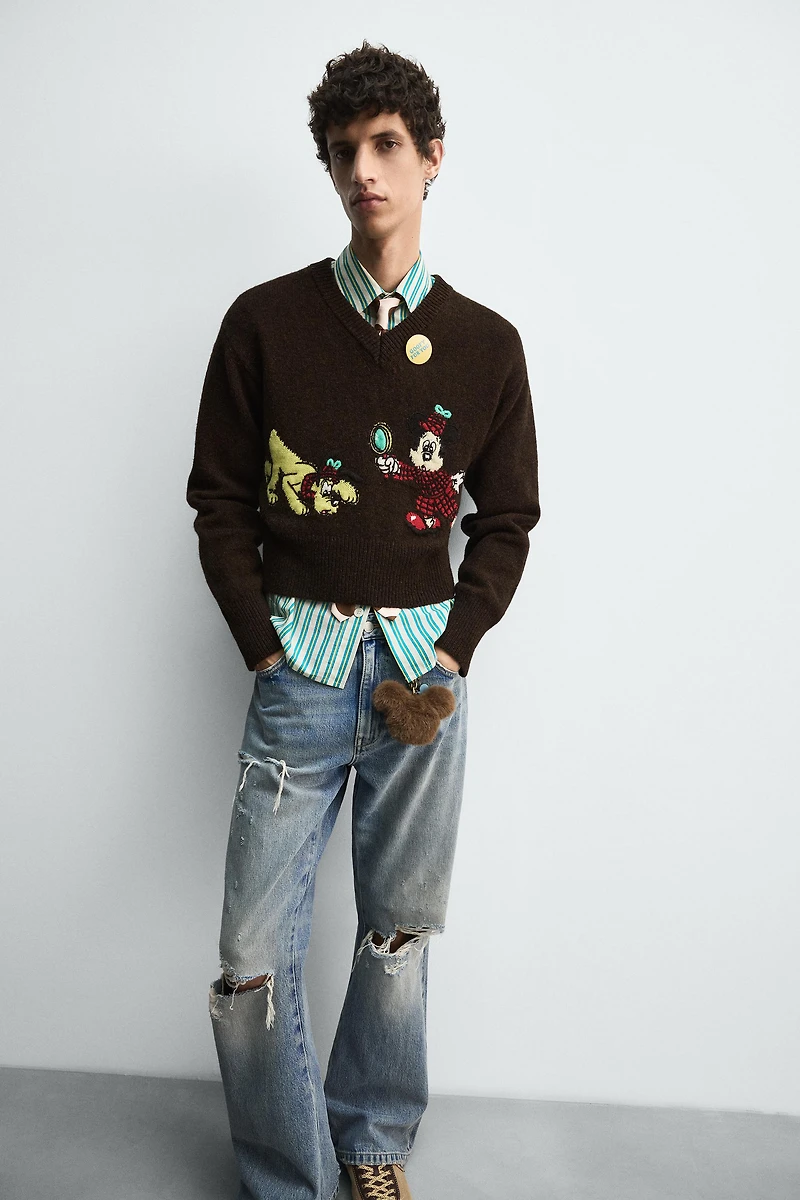 RIPPED FLARE FIT JEANS HARRY LAMBERT FOR ZARA X DISNEY