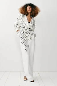 POLKA DOT BELTED TRENCH JACKET