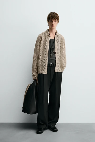 CROCHET TEXTURED OVERSHIRT