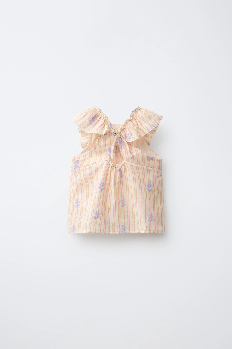 STRIPED AND FLORAL BLOUSE
