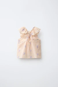 STRIPED AND FLORAL BLOUSE