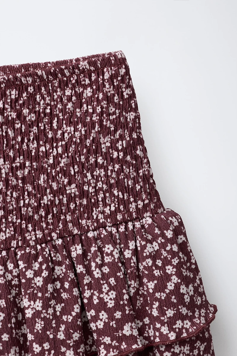 JUPE-SHORT EN GAZE DE COTTON À FLEURS