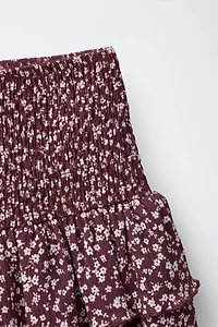 JUPE-SHORT EN GAZE DE COTTON À FLEURS