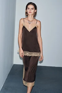 ZW COLLECTION SATIN EFFECT LACE TOP