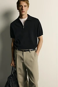 KNIT QUARTER-ZIP POLO SHIRT