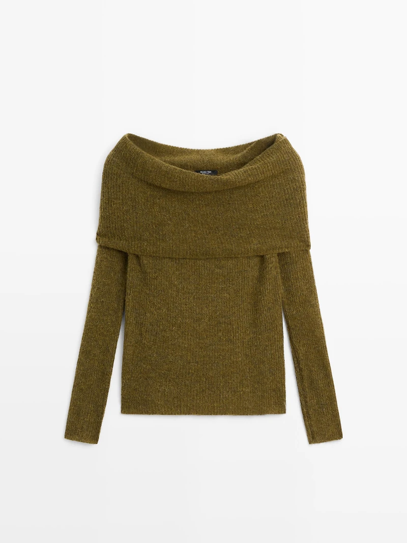 Off-the-shoulder knit sweater