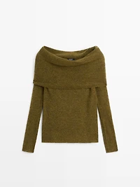 Off-the-shoulder knit sweater