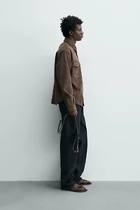REGULAR FIT FAUX SUEDE OVERSHIRT