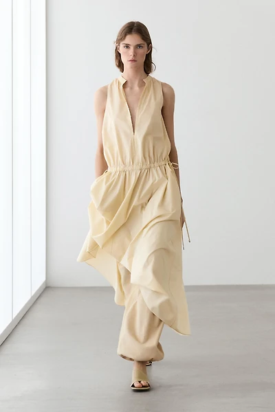 Robe midi 100 % coton taille élastiquée