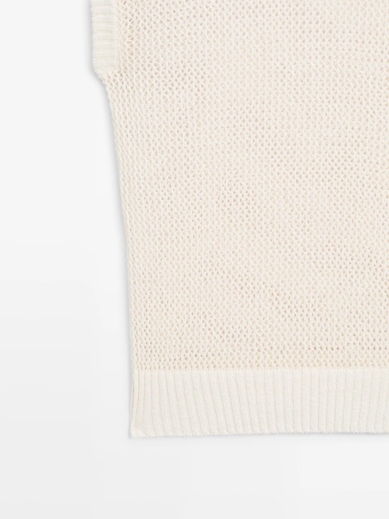 Top en maille à col fendu