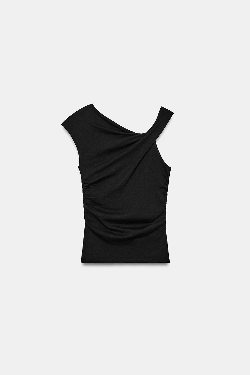 ASYMMETRIC DRAPED T-SHIRT