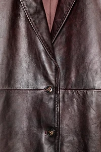 100% LEATHER TOPSTITCHED COAT
