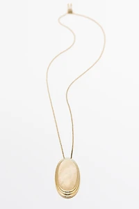 Oval Quartz Pendant Necklace