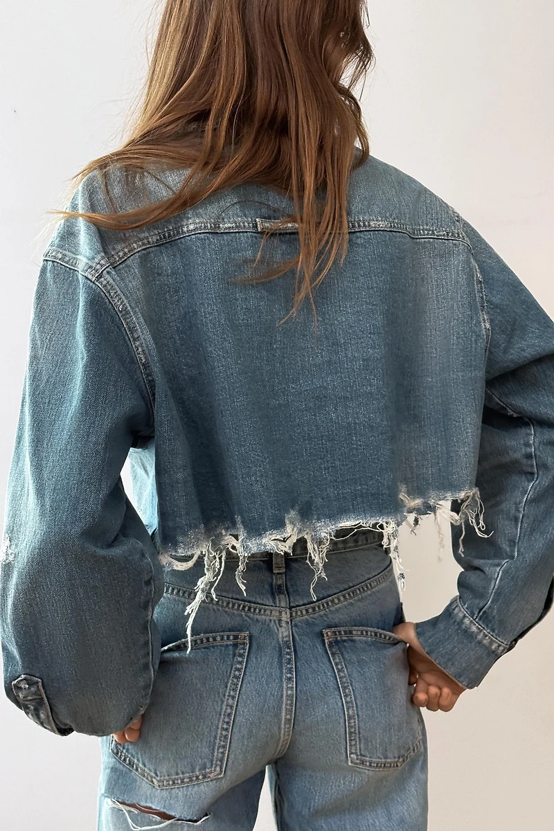 TRF CROP DENIM OVERSHIRT