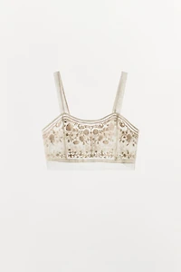 ZW COLLECTION EMBROIDERED CROPPED TOP
