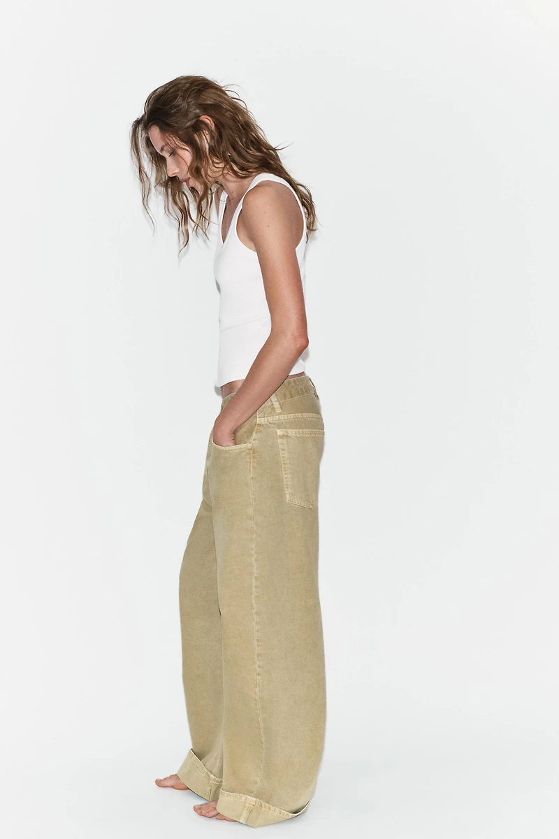 TRF MID-RISE FOLDED BAGGY JEANS