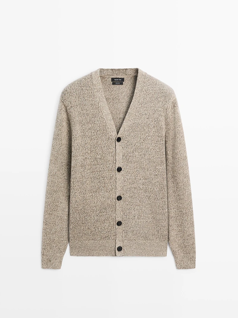 Cotton knit cardigan with buttons