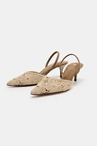 EMBROIDERED SLINGBACK HEELS