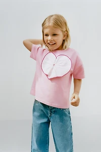 COMBINED POPLIN HEART T-SHIRT