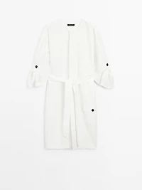 Shirt dress with contrast buttons