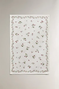 SET OF COTTON KITCHEN TOWELS WITH CHRISTMAS LEAVES PRINT (SET OF 2)