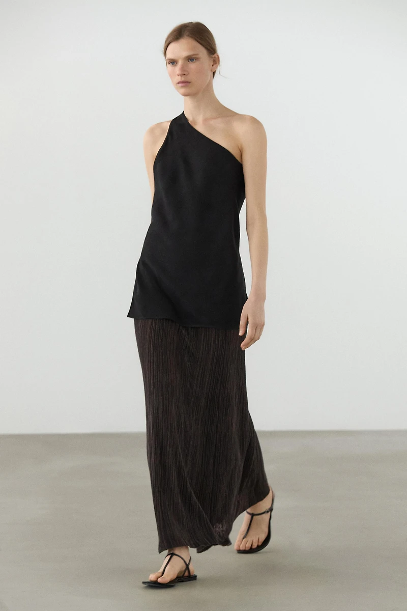 Jupe midi plissée total look à rayures
