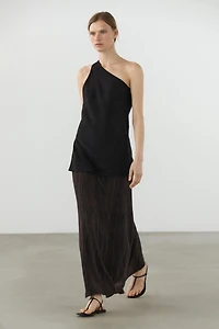 Jupe midi plissée total look à rayures