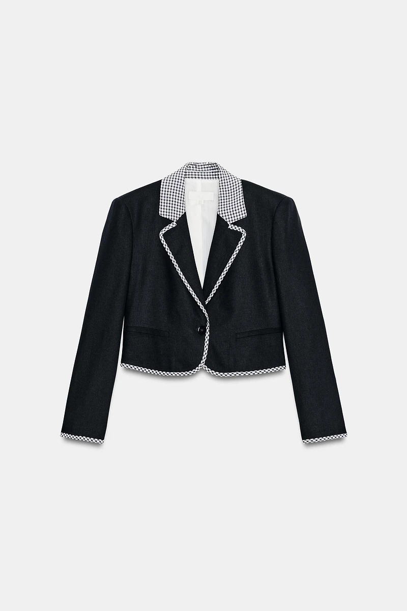 GINGHAM CHECK SHORT BLAZER