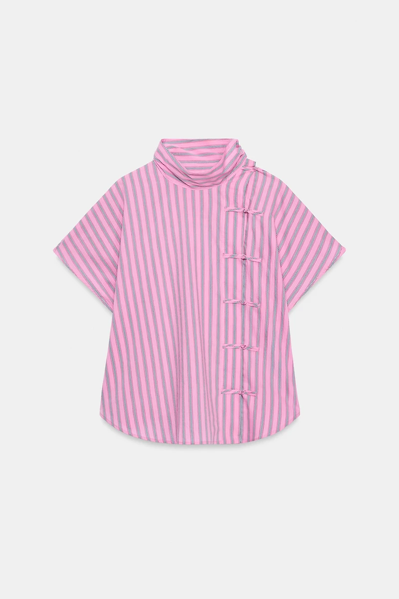 ZW COLLECTION STRIPED FROG FASTENING SHIRT