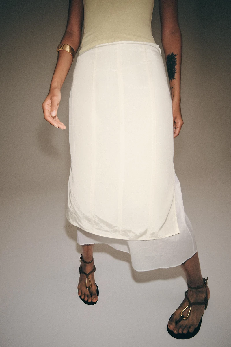 ZW COLLECTION COMBINATION MIDI SKIRT