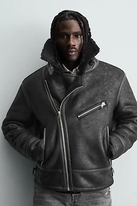 COMBINATION FAUX LEATHER JACKET