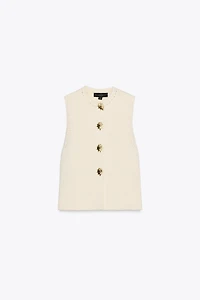 TOP EN MAILLE BOUTONS DORÉS