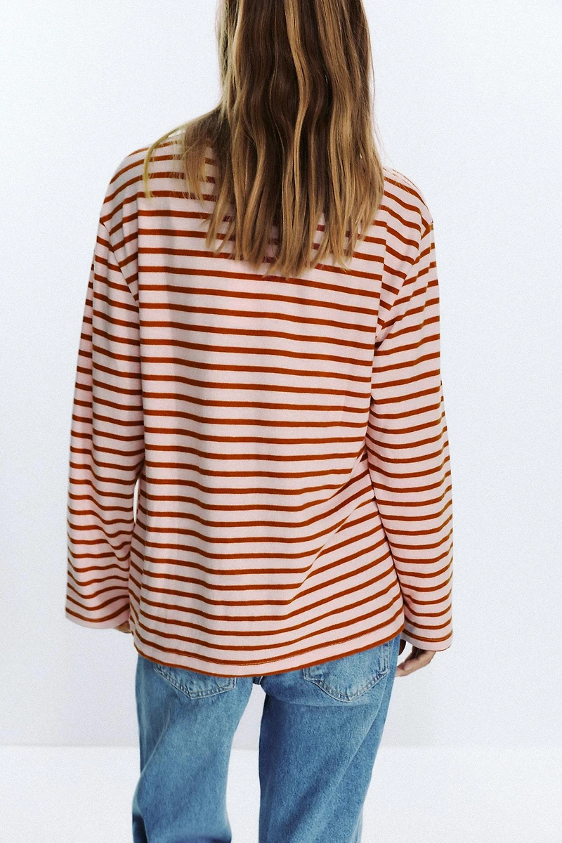SLUB STRIPED COTTON T-SHIRT