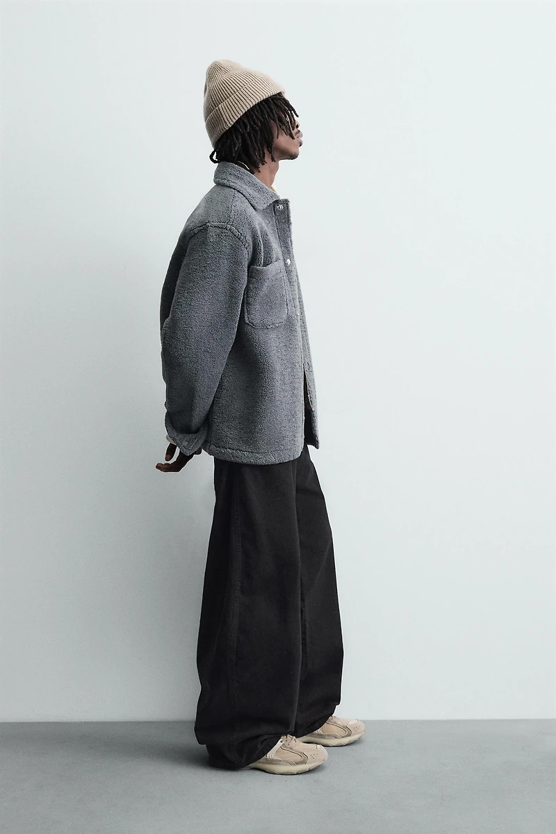 FAUX SHEARLING POCKET OVERSHIRT