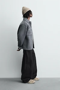 FAUX SHEARLING POCKET OVERSHIRT